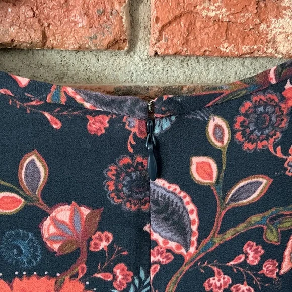 Loft Blue Coral Hydrangea Floral Ruffle Long Sleeve Dress - Picture 12 of 12